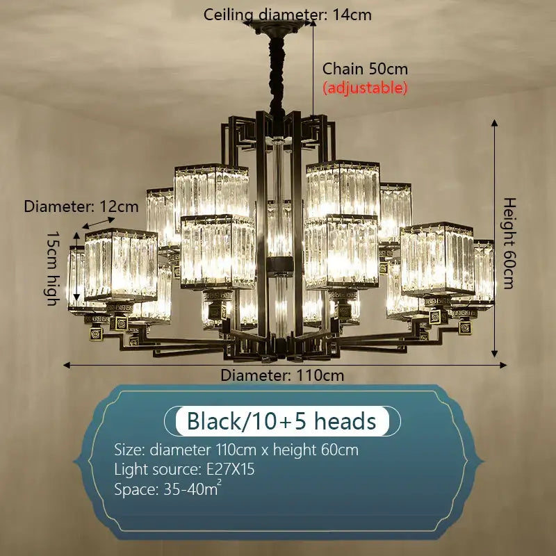 Modern bronze crystal chandelier living room lighting