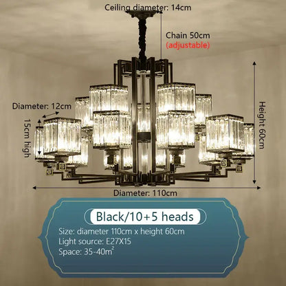 Modern bronze crystal chandelier living room lighting