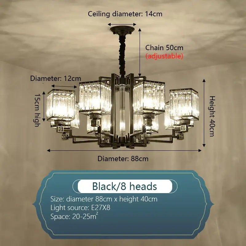 Modern bronze crystal chandelier living room lighting