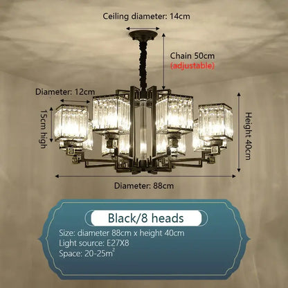 Modern bronze crystal chandelier living room lighting