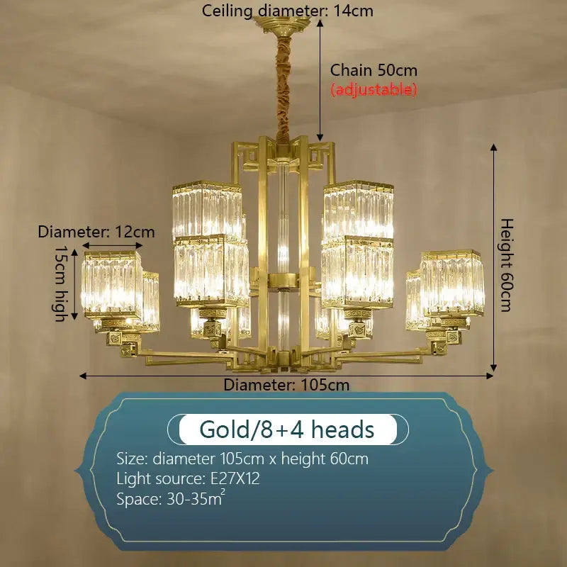 Modern bronze crystal chandelier living room lighting