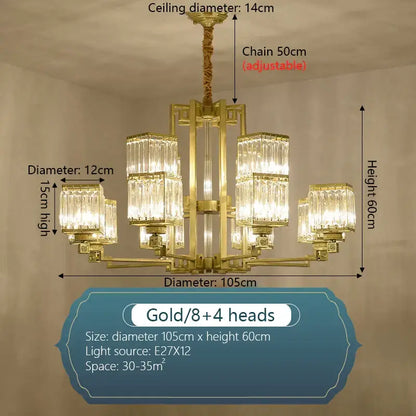 Modern bronze crystal chandelier living room lighting