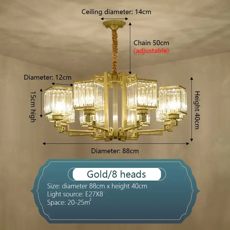 Modern bronze crystal chandelier living room lighting