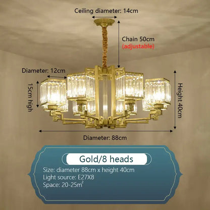 Modern bronze crystal chandelier living room lighting