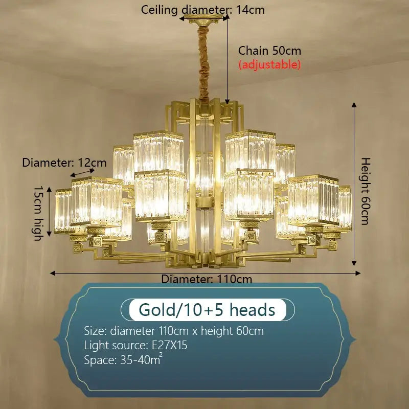 Modern bronze crystal chandelier living room lighting