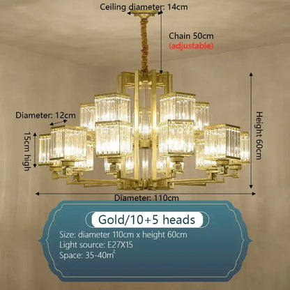 Modern bronze crystal chandelier living room lighting