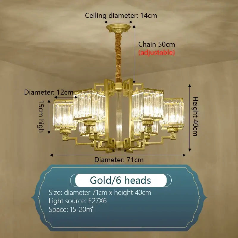 Modern bronze crystal chandelier living room lighting