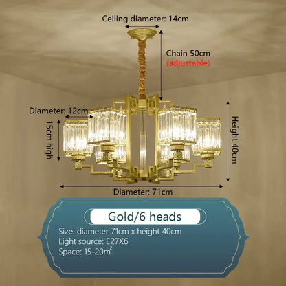 Modern bronze crystal chandelier living room lighting