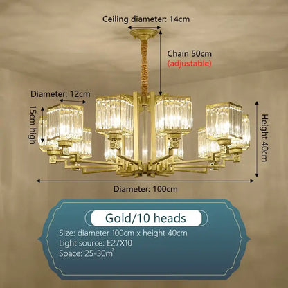 Modern bronze crystal chandelier living room lighting