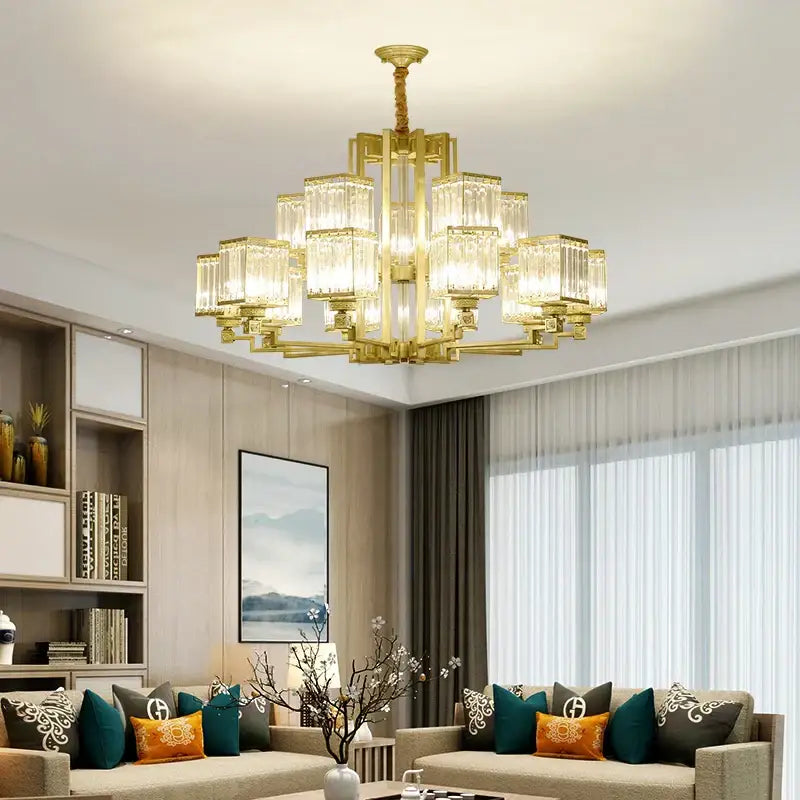 Modern bronze crystal chandelier living room lighting