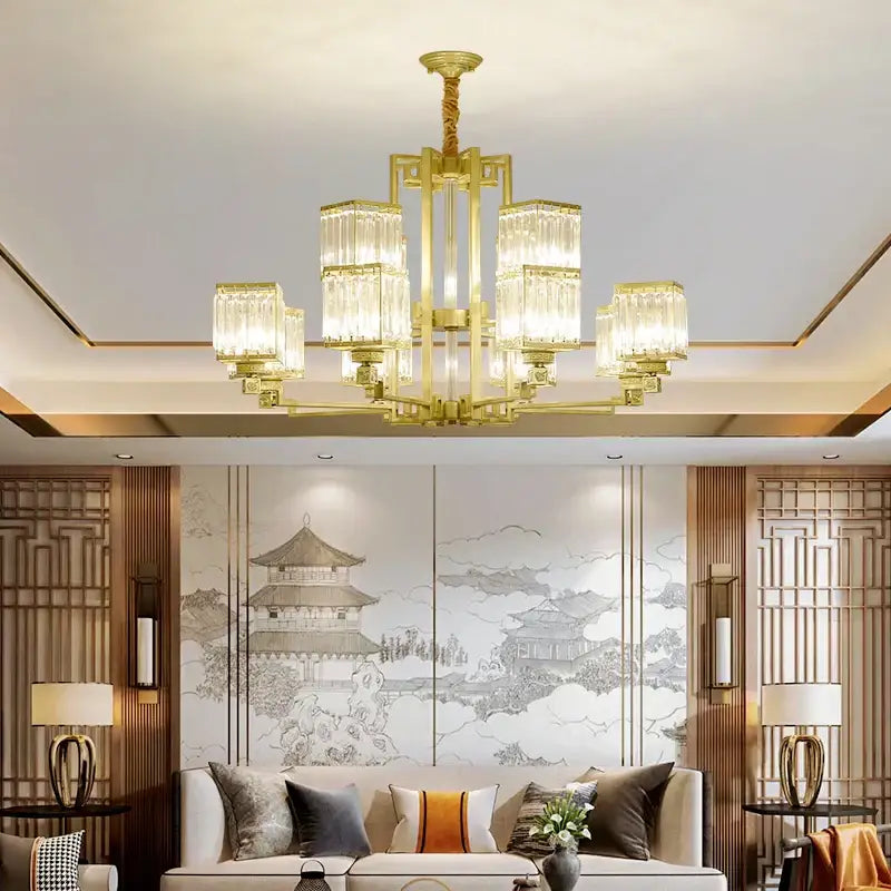 Modern bronze crystal chandelier living room lighting