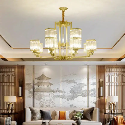 Modern bronze crystal chandelier living room lighting