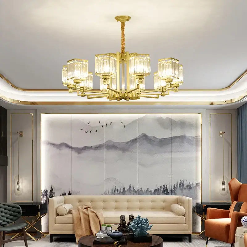 Modern bronze crystal chandelier living room lighting