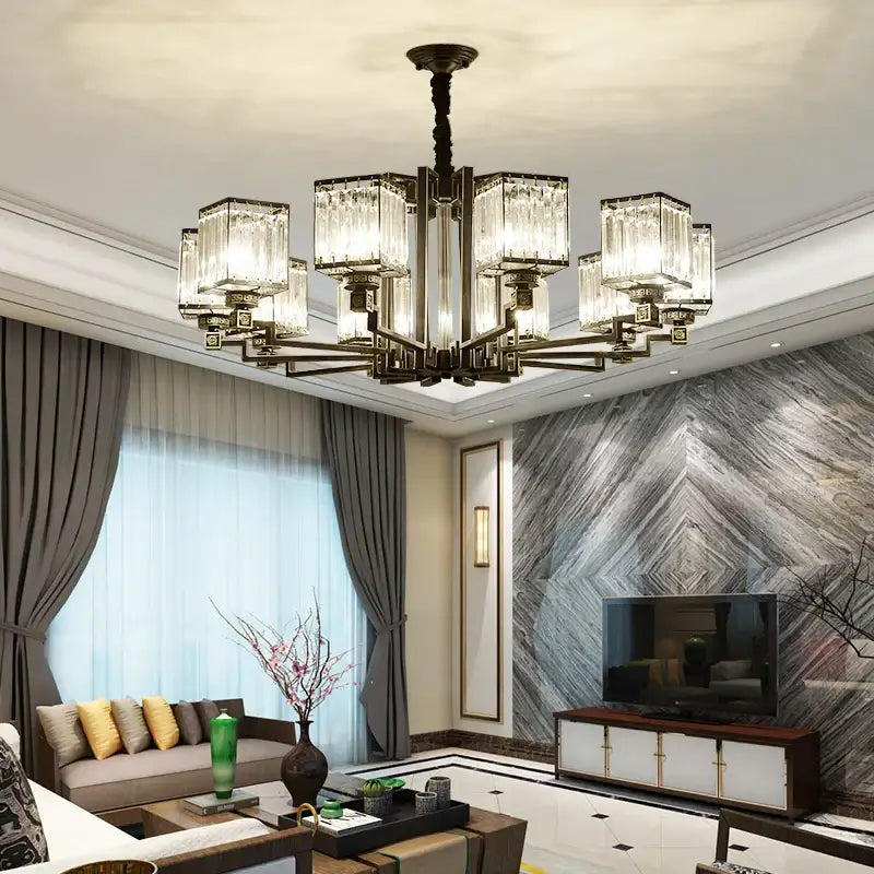 Modern bronze crystal chandelier living room lighting