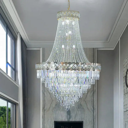 Modern gold crystal chandelier living room cascading light