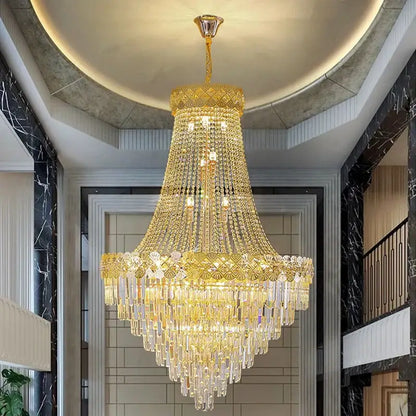 Modern gold crystal chandelier living room cascading light