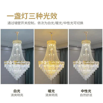 Modern gold crystal chandelier living room cascading light