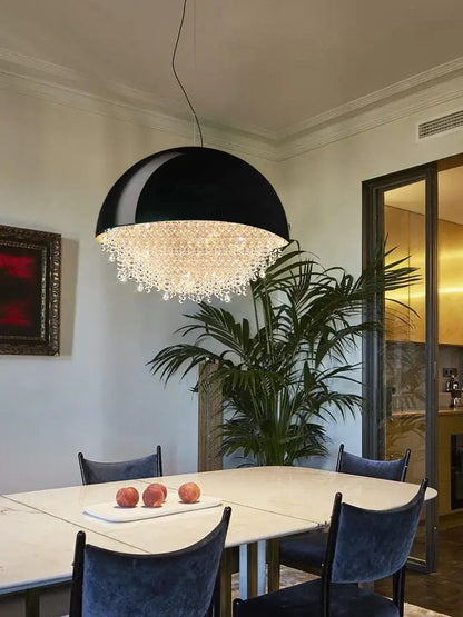 crystal chandelier white dome pendant light for living room