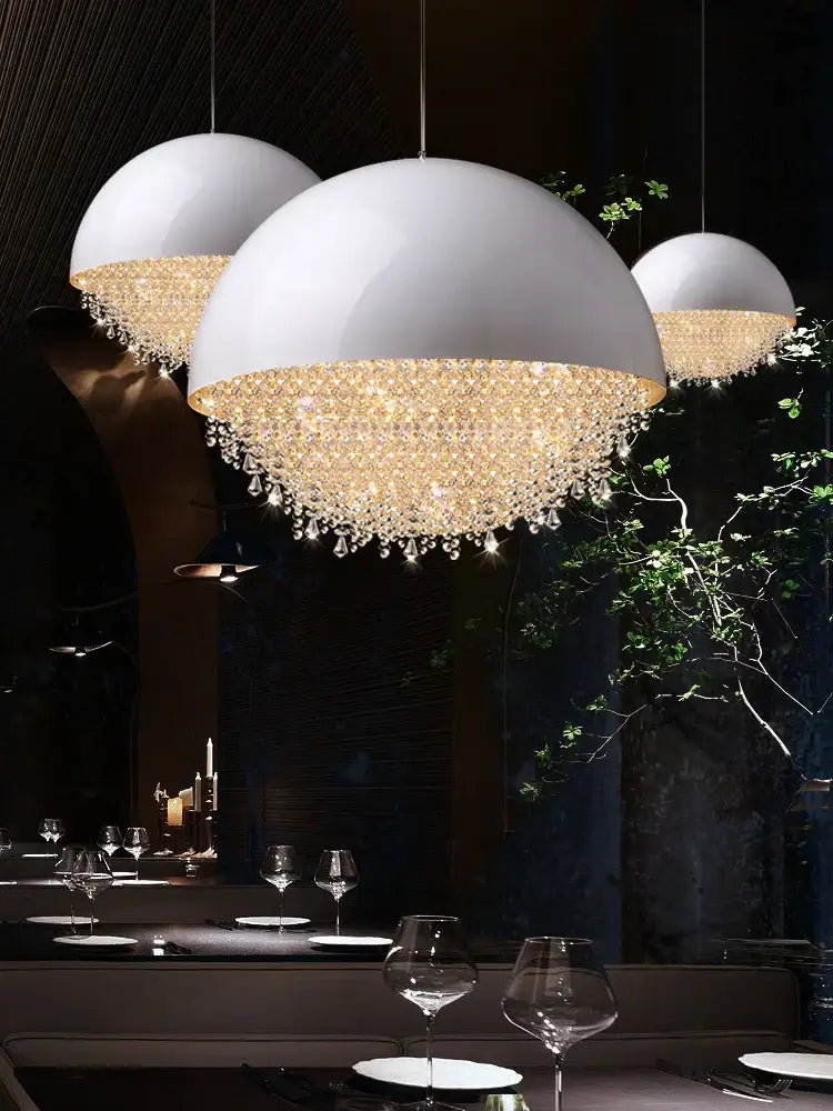 crystal chandelier white dome pendant light for living room