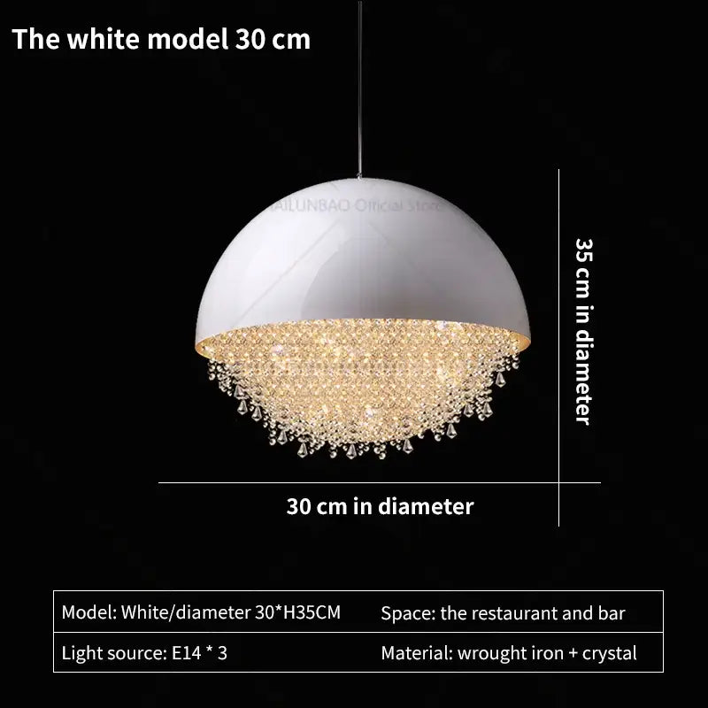 crystal chandelier white dome pendant light for living room