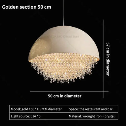 crystal chandelier white dome pendant light for living room