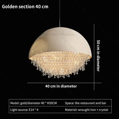 crystal chandelier white dome pendant light for living room
