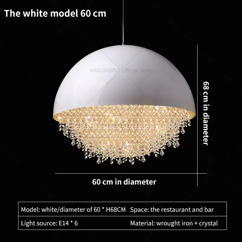 crystal chandelier white dome pendant light for living room