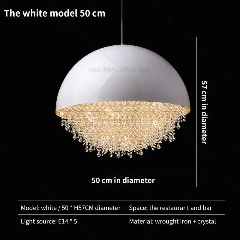 crystal chandelier white dome pendant light for living room