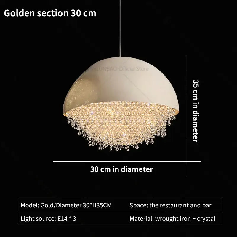 crystal chandelier white dome pendant light for living room
