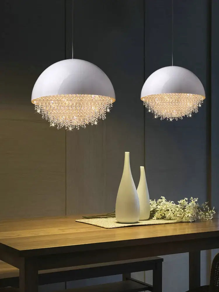 crystal chandelier white dome pendant light for living room