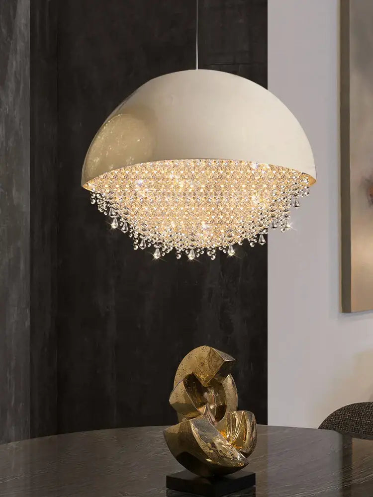 crystal chandelier white dome pendant light for living room