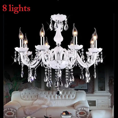Elegant white crystal chandelier for living room led lights