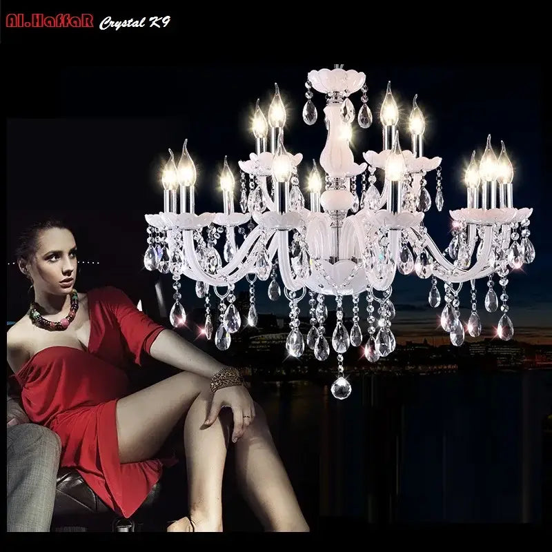 Elegant white crystal chandelier for living room led lights