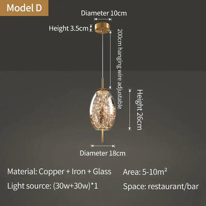 Modern gold crystal chandelier kitchen led pendant lights