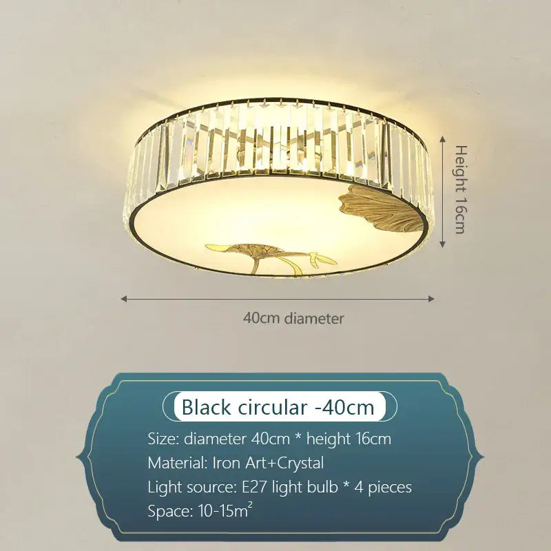 crystal chinese gold lotus ceiling light for living room