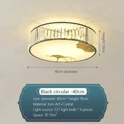 crystal chinese gold lotus ceiling light for living room