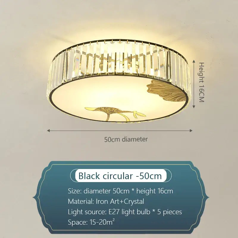 crystal chinese gold lotus ceiling light for living room