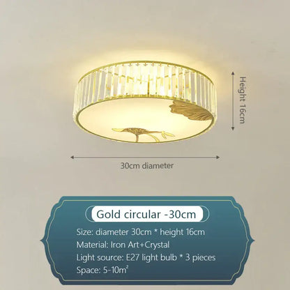 crystal chinese gold lotus ceiling light for living room