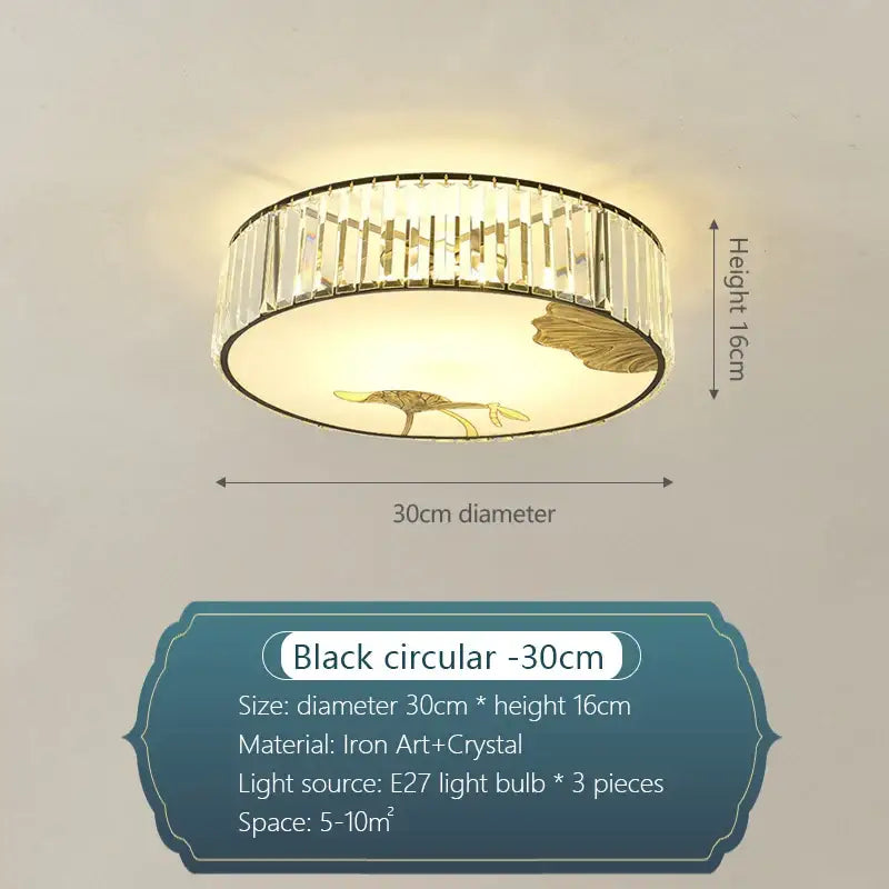 crystal chinese gold lotus ceiling light for living room