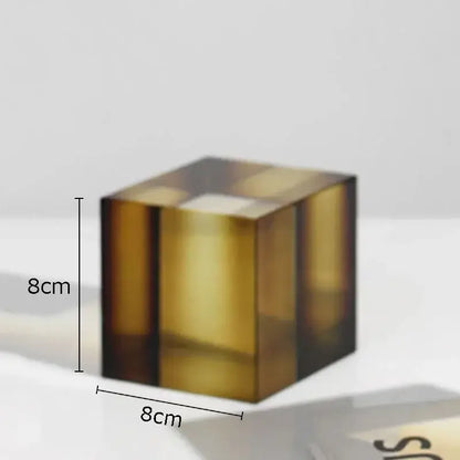crystal cube golden translucent sculpture living room decor