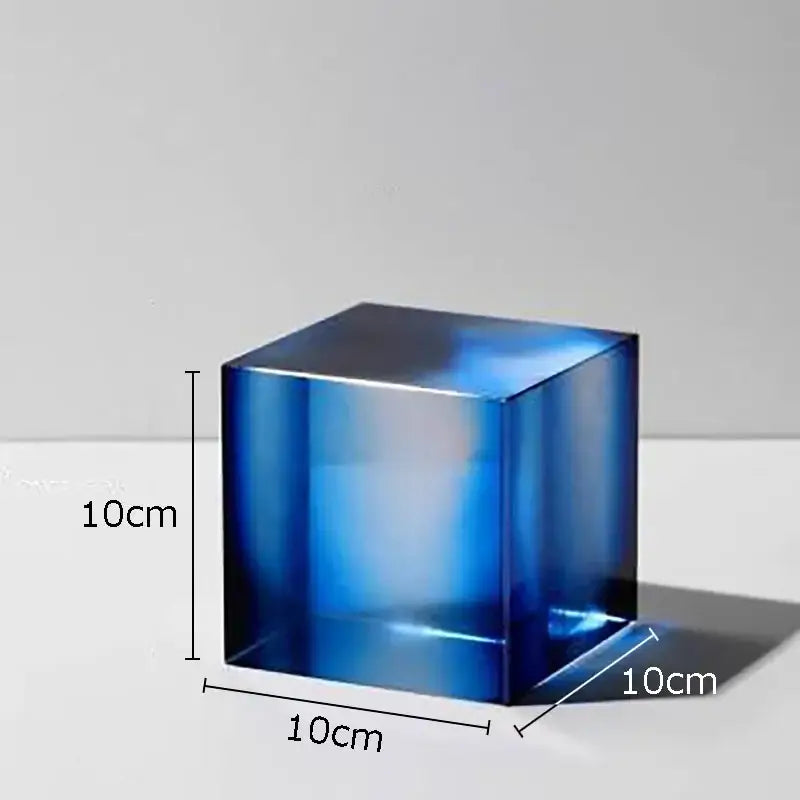 crystal cube golden translucent sculpture living room decor