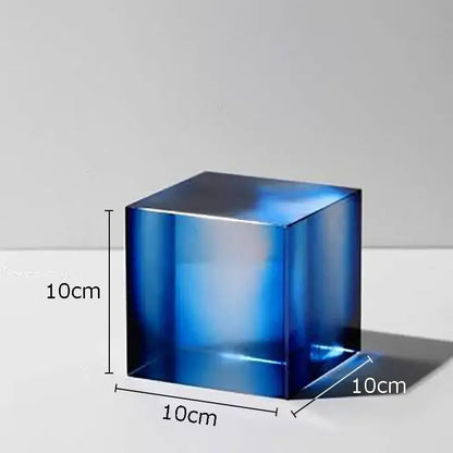 crystal cube golden translucent sculpture living room decor