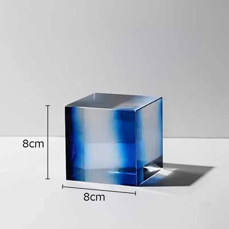 crystal cube golden translucent sculpture living room decor