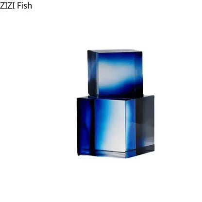 crystal cube golden translucent sculpture living room decor