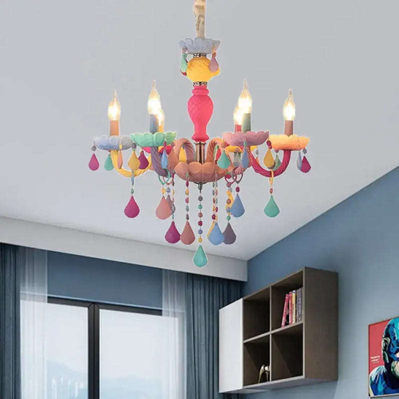 Multi color crystal decorated kids chandelier for kindergarten bedroom