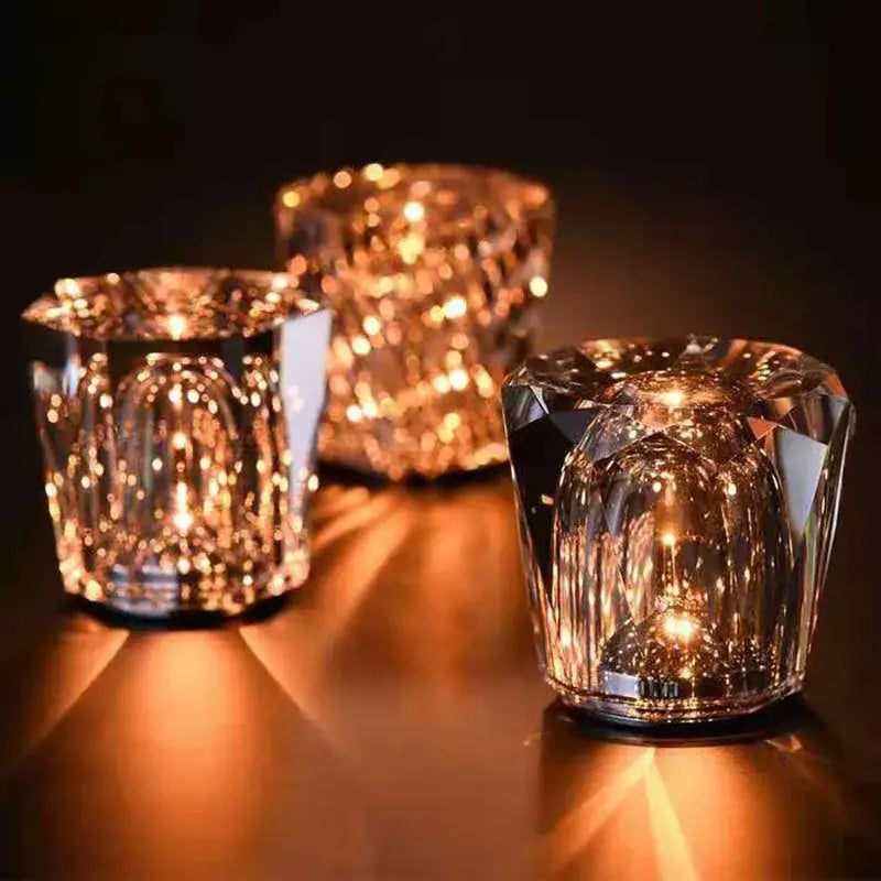 crystal diamond night light bedroom glass table lamp