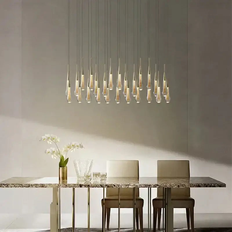 crystal drop chandelier gold glass dining room light