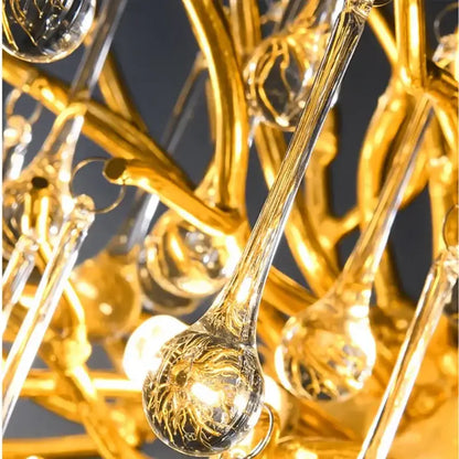 crystal drop chandelier golden branch light for dining room