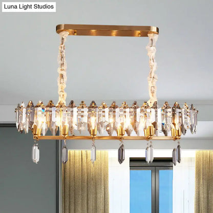 Modern gold & smoky crystal island lighting dining hall chandelier