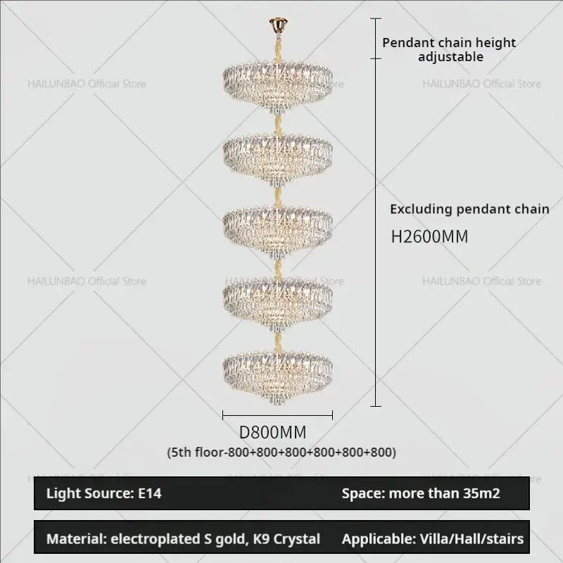 crystal duplex chandelier gold living room lighting